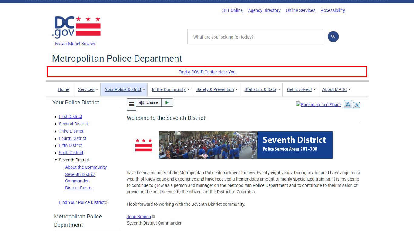 Welcome to the Seventh District | mpdc